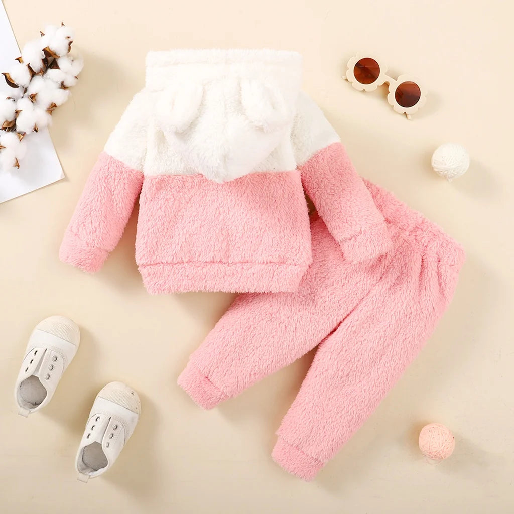 Newborn Baby Girl Fluff Hooded Set 0-2 years