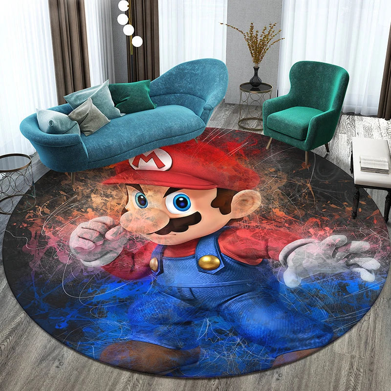 Mario Printed Circular Carpet Decorative
