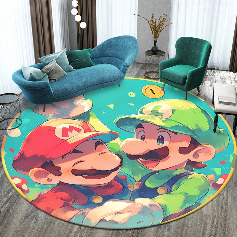 Mario Printed Circular Carpet Decorative