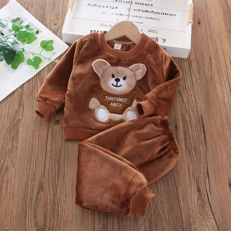 Fleece Children Hooded Outerwear Tops Pants 3PCS