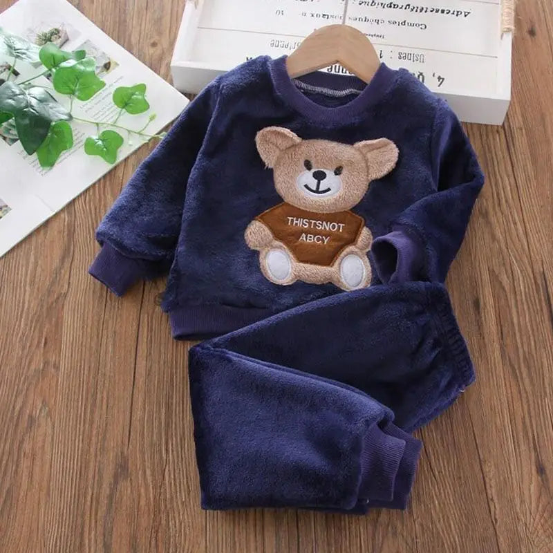 Fleece Children Hooded Outerwear Tops Pants 3PCS
