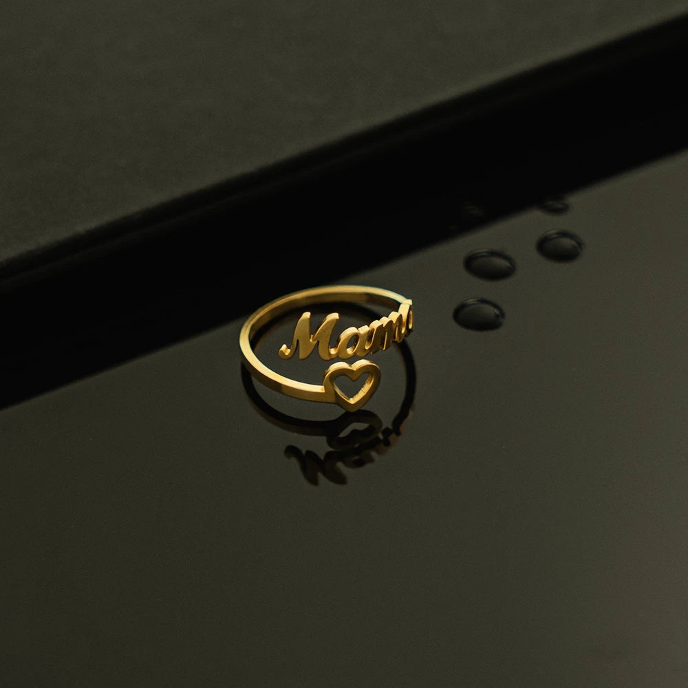 Ring Stainless Steel Heart Shaped Mama