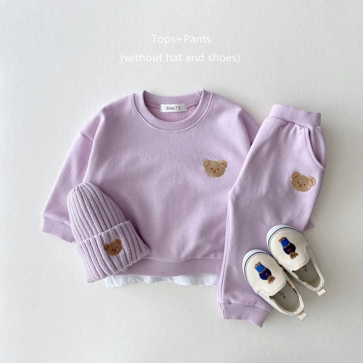Sports Bear Sweatshirt Pants 2Pcs Suits Outfits