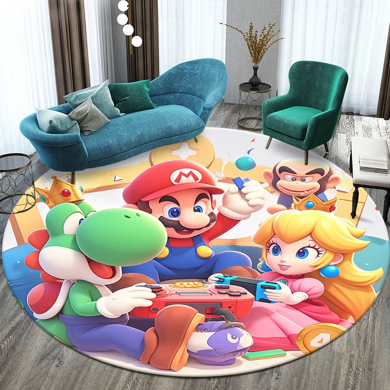 Mario Printed Circular Carpet Decorative