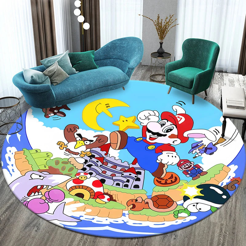 Mario Printed Circular Carpet Decorative