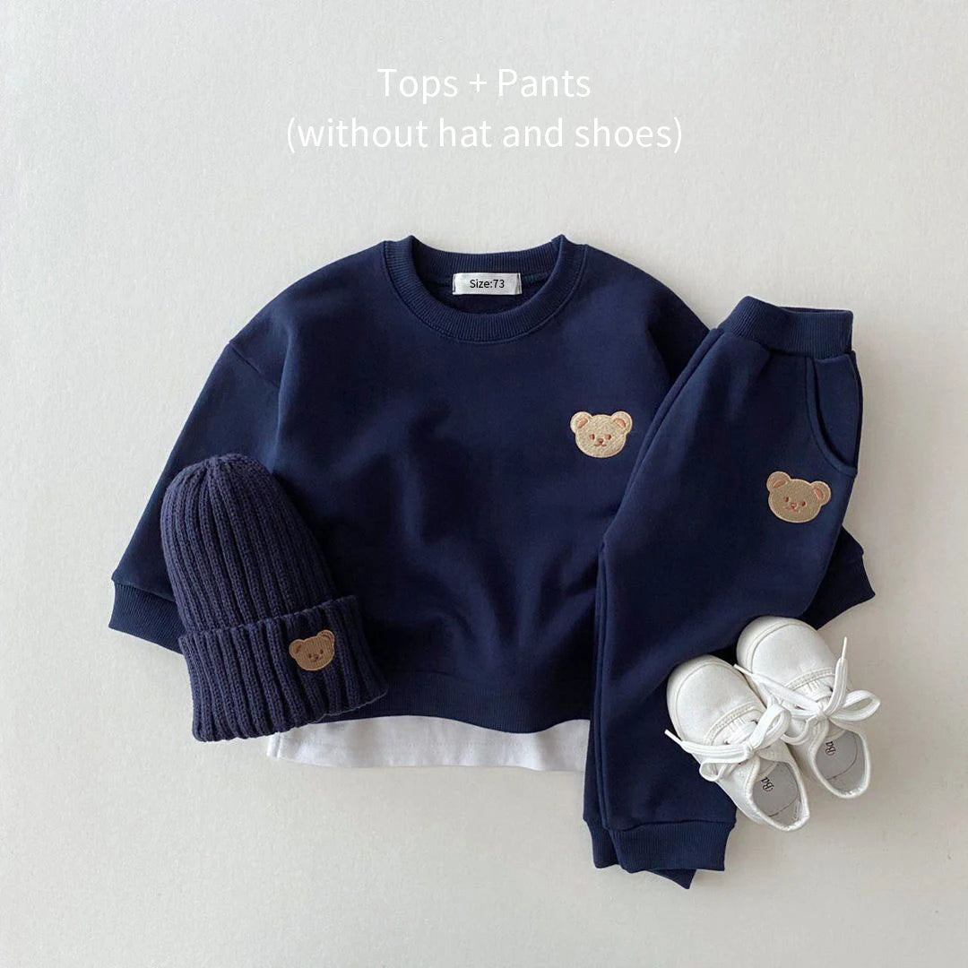 Sports Bear Sweatshirt Pants 2Pcs Suits Outfits