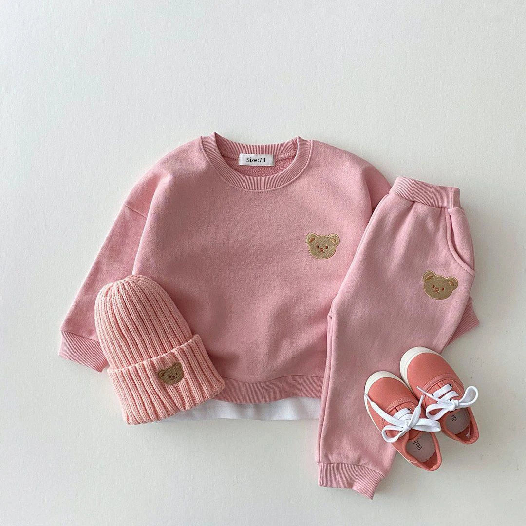 Sports Bear Sweatshirt Pants 2Pcs Suits Outfits