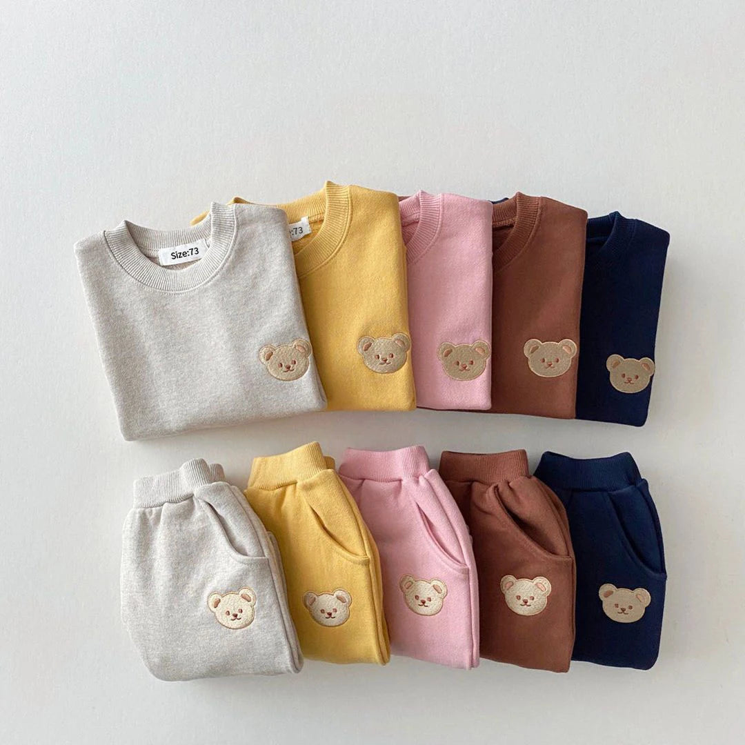 Sports Bear Sweatshirt Pants 2Pcs Suits Outfits