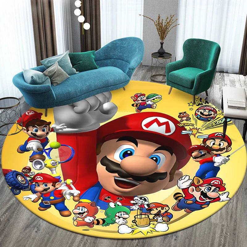 Mario Printed Circular Carpet Decorative