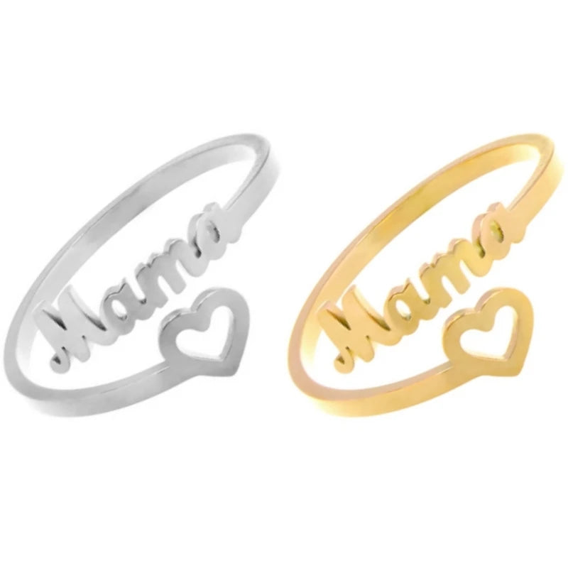 Ring Stainless Steel Heart Shaped Mama
