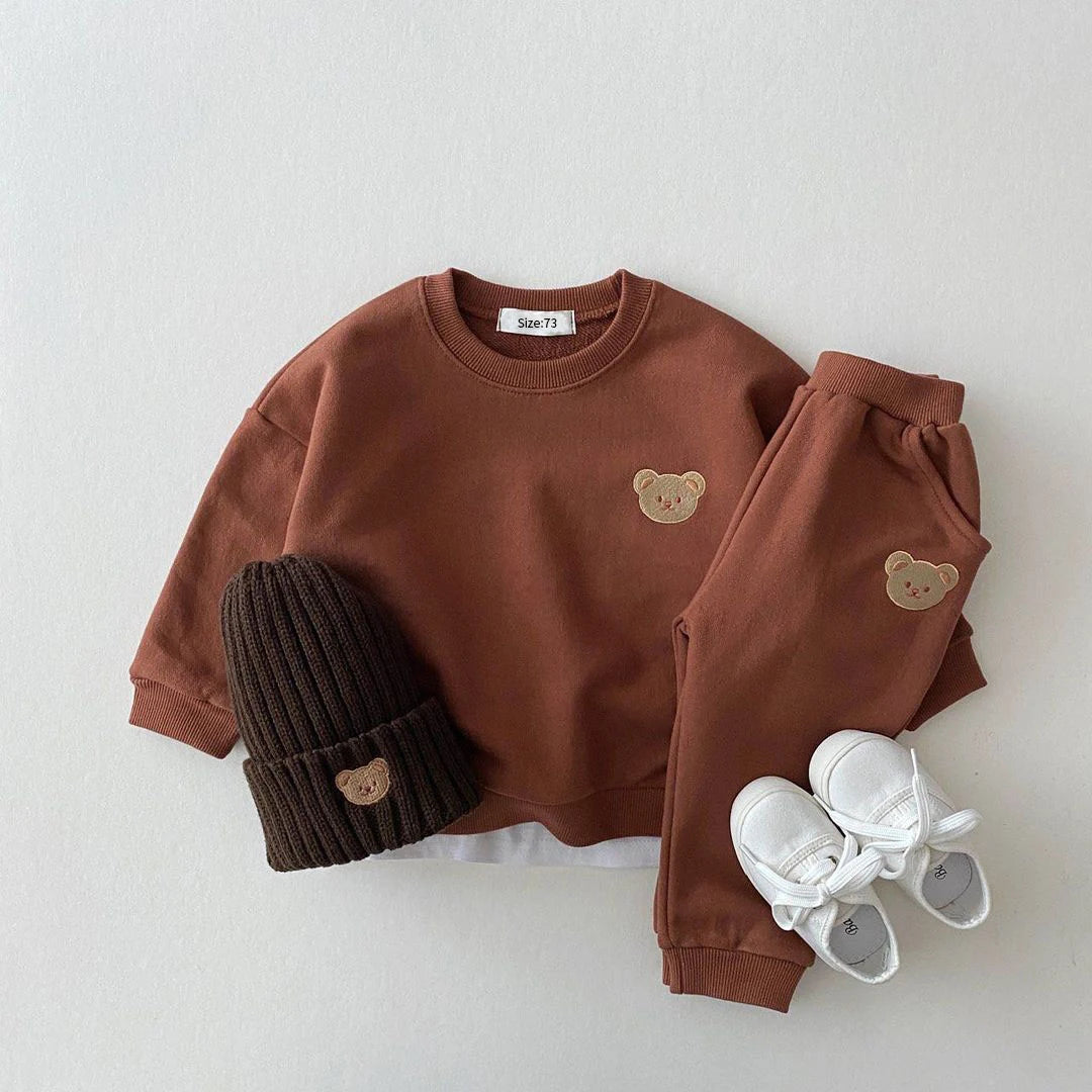 Sports Bear Sweatshirt Pants 2Pcs Suits Outfits