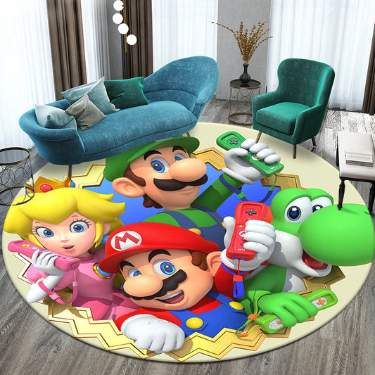 Mario Printed Circular Carpet Decorative