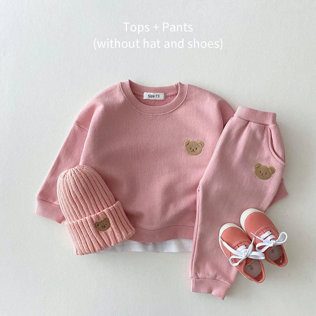 Sports Bear Sweatshirt Pants 2Pcs Suits Outfits