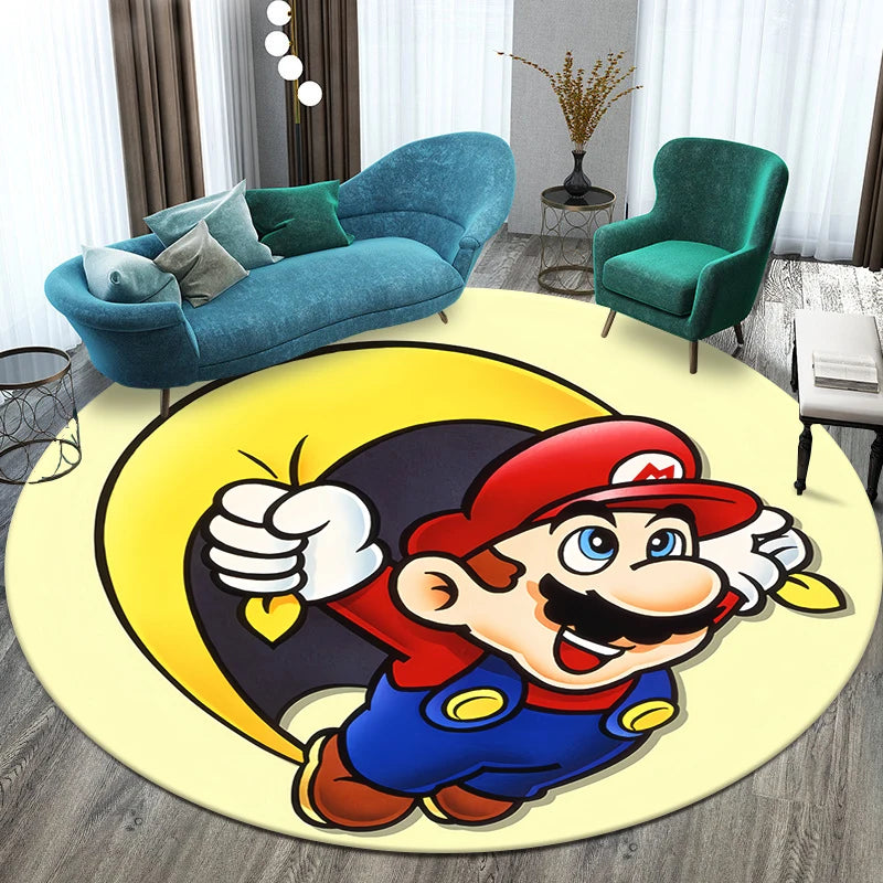 Mario Printed Circular Carpet Decorative