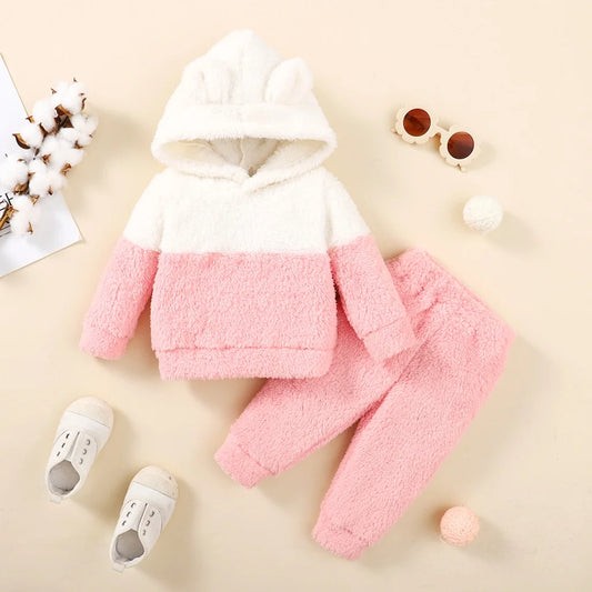Newborn Baby Girl Fluff Hooded Set 0-2 years