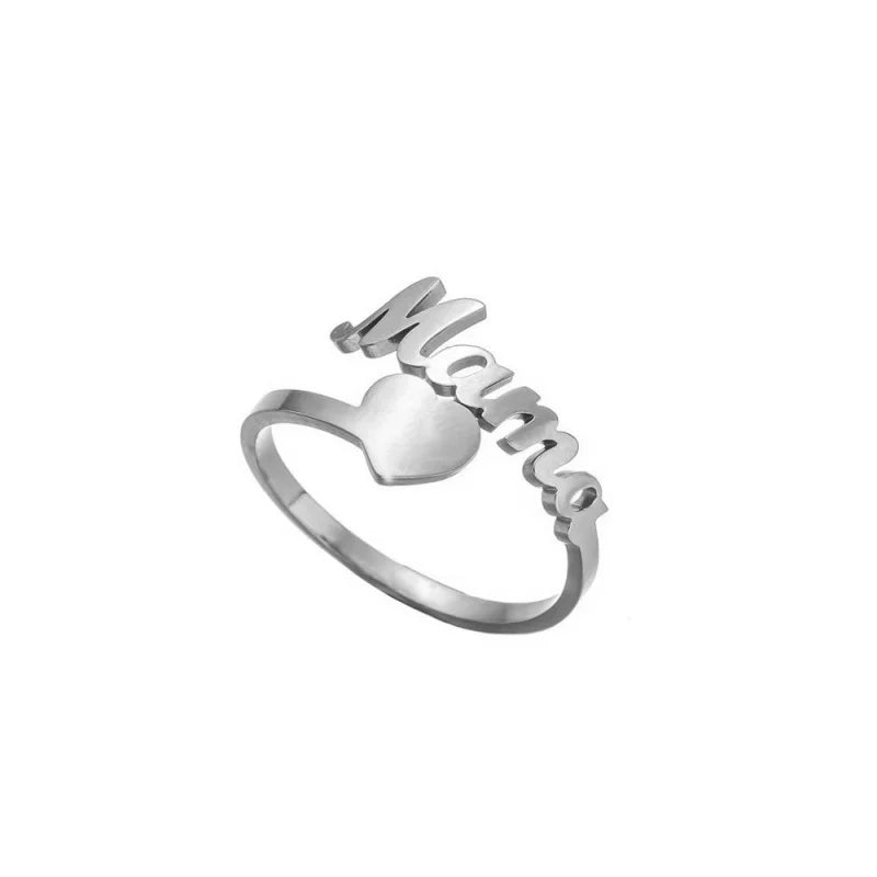 Ring Stainless Steel Heart Shaped Mama
