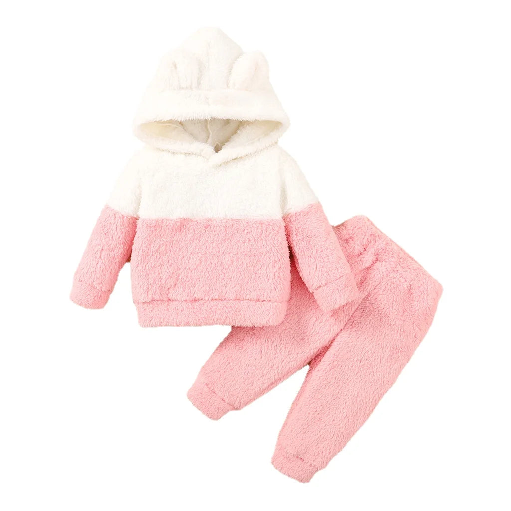 Newborn Baby Girl Fluff Hooded Set 0-2 years