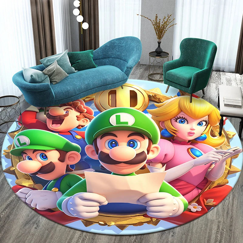 Mario Printed Circular Carpet Decorative