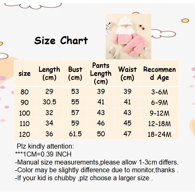 Newborn Baby Girl Fluff Hooded Set 0-2 years