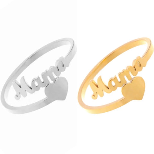 Ring Stainless Steel Heart Shaped Mama
