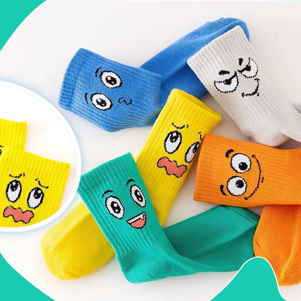 Emoticons Funny 
5 Pairs Kids Socks Breathable