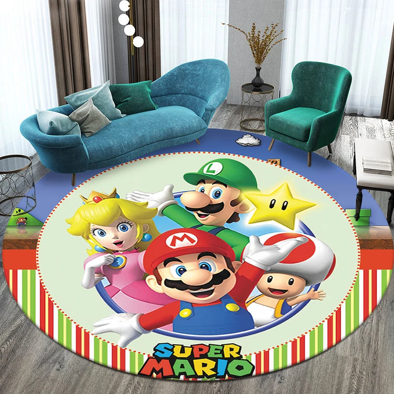 Mario Printed Circular Carpet Decorative