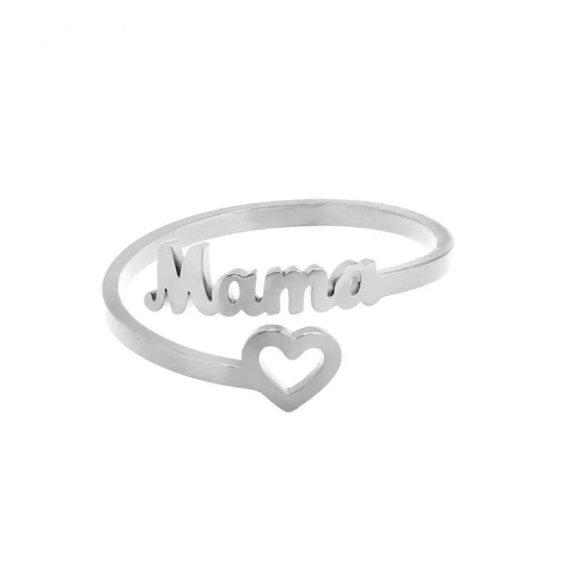 Ring Stainless Steel Heart Shaped Mama