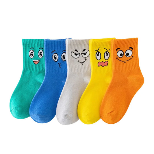 Emoticons Funny 
5 Pairs Kids Socks Breathable